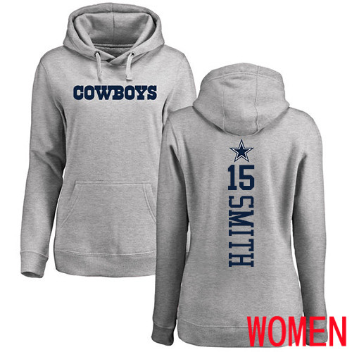 Women Dallas Cowboys Ash Devin Smith Backer #15 Pullover NFL Hoodie Sweatshirts->nfl t-shirts->Sports Accessory